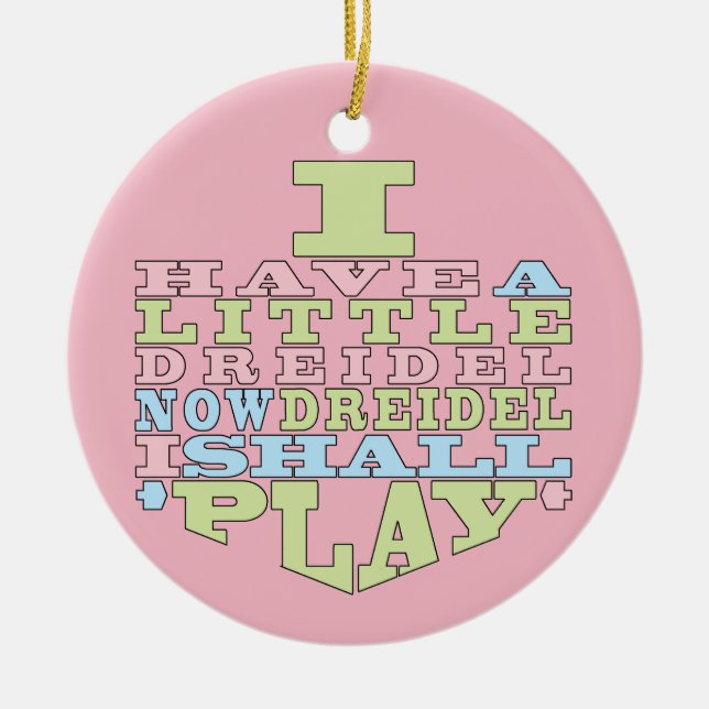 Hanukkah "Dreidel Play"/Circle Ornament (Front)
