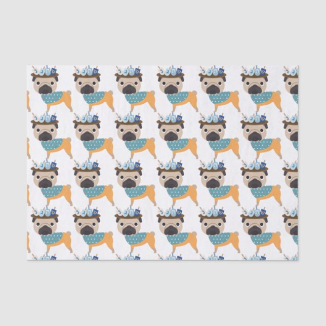 Hanukkah Dreidel Pug (customizable) Tissue Paper (Front)