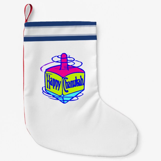Hanukkah Dreidel Small Christmas Stocking (Front)