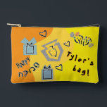 Hanukkah Dreidel Time Game Accessory Pouch<br><div class="desc">Hanukkah Dreidel Time Game Pouch. All design elements can be edited. Change editable text using your favorite font style, color, and size. Fill your pouch with dreidels, and playing treats. Game on!!! Happy Hanukkah! Bag Type: Print Cut Sew Small Accessory Pouch Our pouches come in two sizes and can hold...</div>