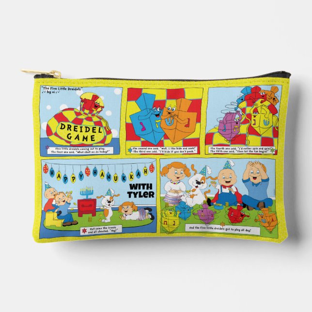 Hanukkah Dreidel Toon Accessory Pouch (Front)