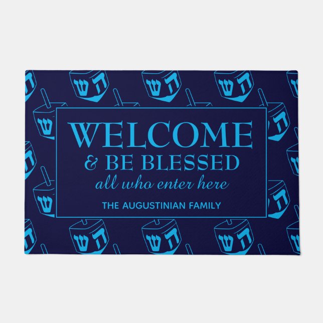 Hanukkah Dreidel WELCOME Doormat (Front)