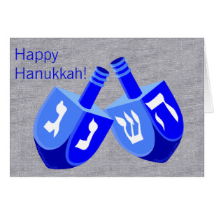 Hanukkah Dreidels In Blue And White Fun For Kids Cards