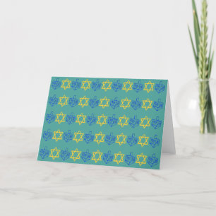 Hanukkah Dreidels + Stars Holiday Card