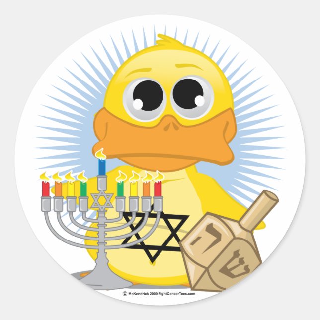 Hanukkah Duck Classic Round Sticker (Front)