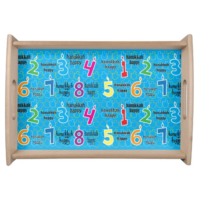 Hanukkah Eight Nights Blue Serving Tray (Front)