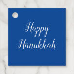 Hanukkah Elegant Script Typography Blue  Favor Tags<br><div class="desc">Happy Hanukkah blue favor tags with elegant typography. With white customizable lettering,  you can add your own message. A lovely way to wish your friends and family a Happy Hanukkah.</div>
