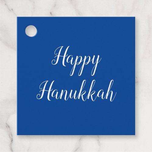 Hanukkah Elegant Script Typography Blue  Favor Tags