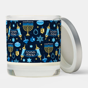 Hanukkah Elements Pattern Scented Candle
