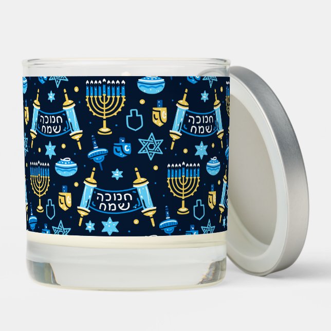 Hanukkah Elements Pattern  Scented Candle (Lid)