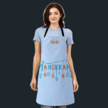 Hanukkah emblems and editable name apron<br><div class="desc">Hanukkah emblems on this apron with editable name or clear if you prefer it without a name.</div>