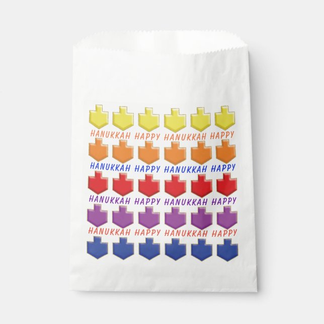 Hanukkah Favor Bag, "3D Dreidels" Favor Bag (Front)