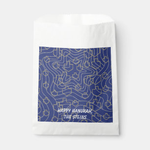 Hanukkah Favor Bag, "Elegant Dreidels and  Stars" Bag