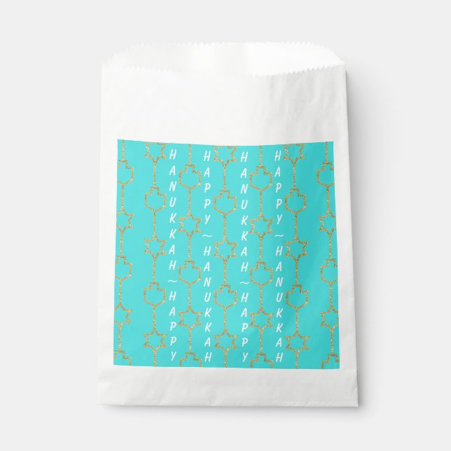 Hanukkah Favor Bag, "Golden Hanukkah Charms" Favor Bag (Front)