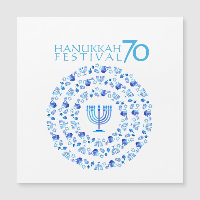 Hanukkah Festival Anniversary 70th Magnet Card (Front)