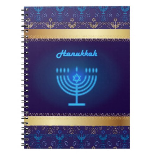 Hanukkah Festival Menorah decorative blue ornament Notebook