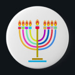 Hanukkah Festival Menorah decorative rainbow color Button<br><div class="desc">Happy Hanukkah Festival Menorah Logo design,  decorative rainbow color ornament - BUTTON. Hanukkah Jewish Holiday Trendy design,  Multicolored lights Jewish Holiday festive illustration for Home,  Office & School,  Accessories,  Buttons & Patches,  Hanukkah Button gift.</div>