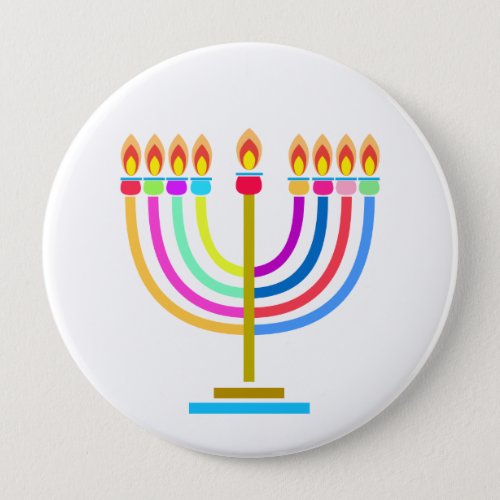 Hanukkah Festival Menorah decorative rainbow color Button