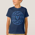 Hanukkah Festival of Lights Mandala Decoration T-Shirt<br><div class="desc">Happy Hanukkah Festival of Lights Mandala Navy Blue Decoration, Celebration, concept design for Clothing & Shoes > Kids > Boys > Clothing > Tops & T-Shirts > Boys' T-Shirts . Trendy design traditional Chanukah symbols - wooden dreidels (spinning top), donuts, Hanukkiah - menorah, hanukkiah candles, Blue star of David, Israeli...</div>