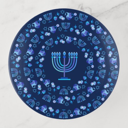 Hanukkah Festival of Lights Mandala Decoration Trinket Tray