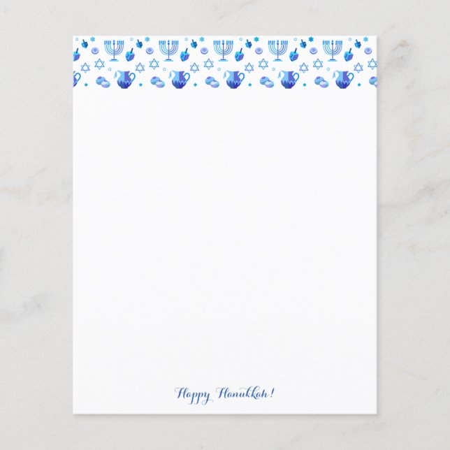 Hanukkah Festival Party Blue Ornament flat paper (Front)