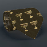 Hanukkah Festival Party Gold Menorah Pattern Neck Tie<br><div class="desc">Ties Design with Happy Hanukkah Party Beautiful Decoration, Jewish Holiday, symbols festive ornament. Hanukkah luxury Vintage Gold background with traditional Chanukah symbols - Gold menorah, candlestick with candles, hanukkiah (chanukkiah), star of David and glowing lights doodle pattern, vintage style. Hanukkah Festival Event Decoration. Jerusalem, Israel. Unique design good for all...</div>