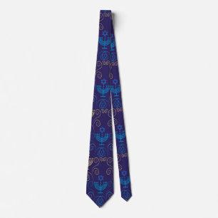 Hanukkah Festival Party Holiday Menorah Doodle Neck Tie