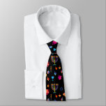 Hanukkah Festival Party Trendy Blue Doodle Pattern Neck Tie