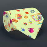 Hanukkah Festival Party Trendy Doodle Pattern Neck Tie<br><div class="desc">Ties Design with Happy Hanukkah Party Beautiful Blue Decoration, Jewish Holiday, symbols festive ornament. Hanukkah colorful background with traditional Chanukah symbols - wooden dreidels (spinning top), doughnuts, gold menorah, candles, star of David and glowing lights doodle pattern. Hanukkah Festival Event Decoration. Jerusalem, Israel. Unique design good for all ages)). Accessories...</div>