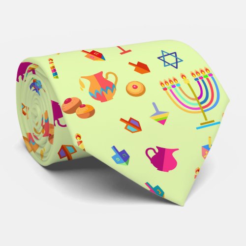 Hanukkah Festival Party Trendy Doodle Pattern Neck Tie