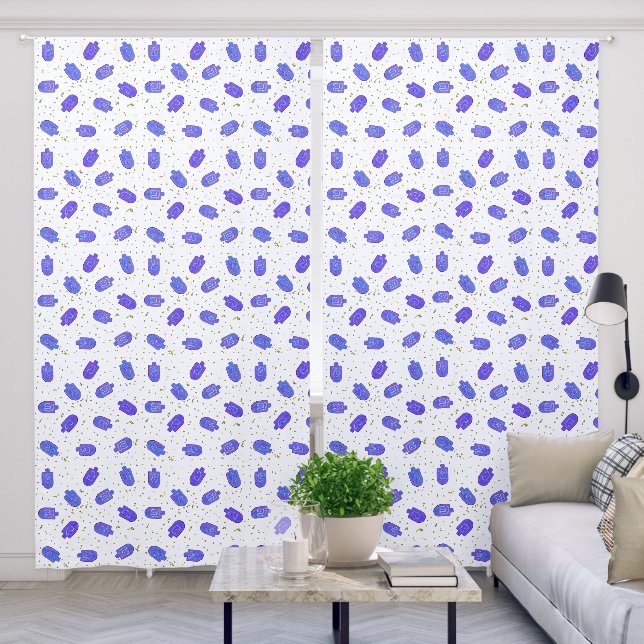Hanukkah floral dreidels and gelt blackout curtains (Living Room)