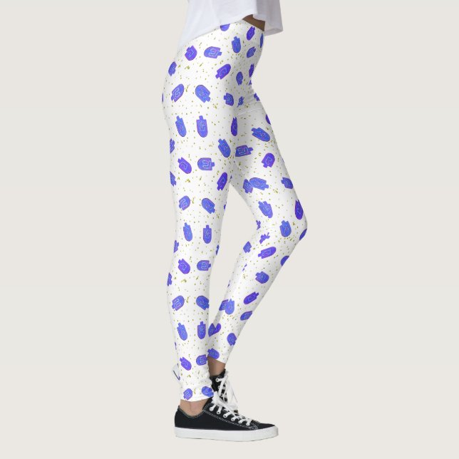 Hanukkah floral dreidels and gelt leggings (Right)