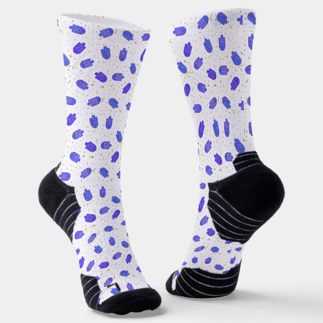 Hanukkah floral dreidels and gelt socks (Angled)