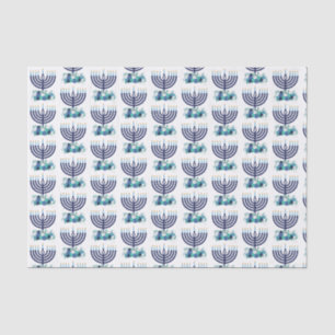 Hanukkah Floral Menorah Pattern Tissue Paper