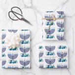 Hanukkah Floral Menorah Wedding Flowers Wrapping Paper Sheets<br><div class="desc">Hanukkah illustration by Cindy Bendel. You can modify those pattern design and a number of ways. You can add text. You can add a background color. You could also change the size of the menorah image to make it smaller or larger. Click on the edit button to modify the design....</div>