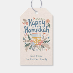 Hanukkah Florals Hand-draw CUSTOM Gift Tags