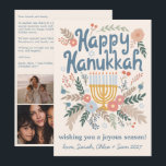 Hanukkah FLorals Hand-drawn Art CUSTOM 4 PHOTO Holiday Card<br><div class="desc">Sweet dove drawing to wish someone happy holidays! Add your own photos and text! Click "personalize" to add your own photos and change the text on the front and back. You can also change colors and fonts, everything is customizable! Also available in my shop in different colors and style, as...</div>