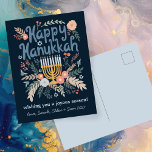 Hanukkah FLorals Hand-drawn Art CUSTOM  Holiday Postcard<br><div class="desc">Sweet dove drawing to wish someone happy holidays! Add your own photos and text! Click "personalize" to change the text on the front and back. You can also change colors and fonts, everything is customizable! Also available in my shop in different colors and style, as photo cards, flat cards, and...</div>