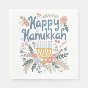 Hanukkah FLorals Hand-drawn Art CUSTOM Napkins
