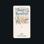 Hanukkah FLorals Hand-drawn CUSTOM TO FROM Gift Label<br><div class="desc">Sweet drawing to wish someone happy holidays! Click "personalize" to change text. You can also change colors and fonts, everything is customizable! Also available in my shop in different colors and style, as gift wrap, tshirts, postcards, flat cards, and as digital download to send instantly via email or text message....</div>