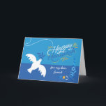 Hanukkah for Friend Dove Olive Branch Card<br><div class="desc">Happy Hanukkah for a dear friend,  paper greeting card with a digital illustration of a peace dove and handwritten style lettering. Art,  image,  and verse copyright © Shoaff Ballanger Studios,  2022.</div>