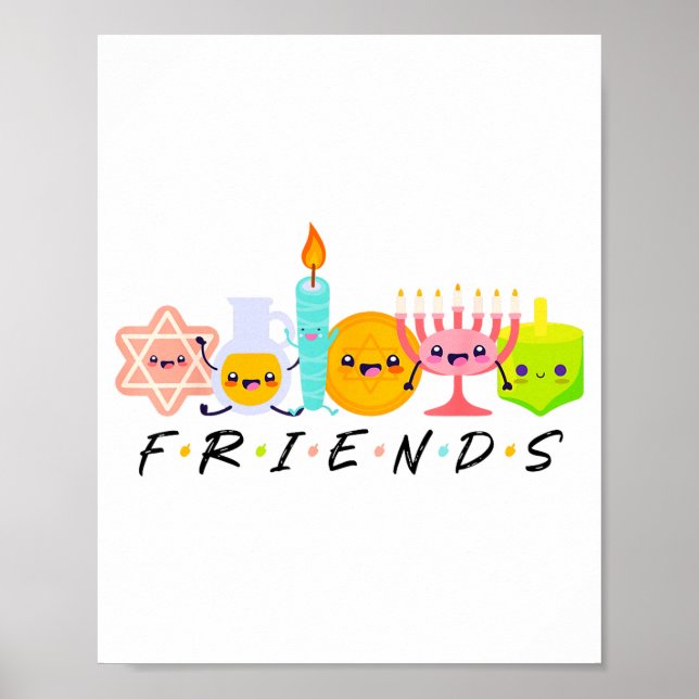 Hanukkah Friends Menorah Traditional Jewish Dreide Poster (Front)