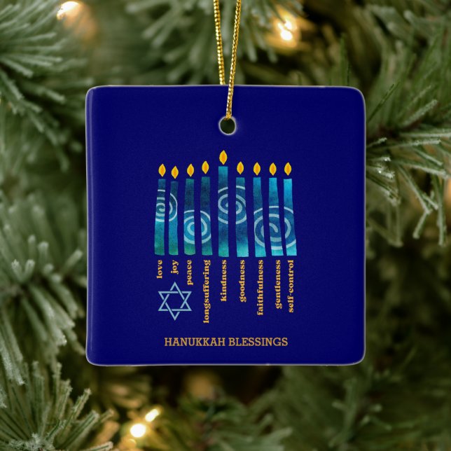 HANUKKAH Fruit of the Spirit Ceramic Ornament (Tree)