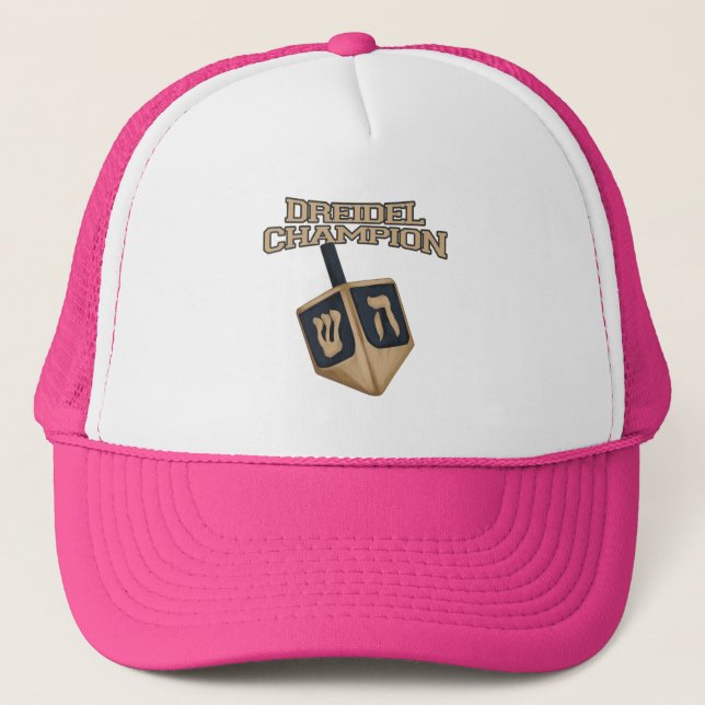 Hanukkah Fun Dreidel Champion Holiday Trucker Hat (Front)