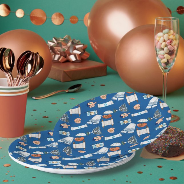 Hanukkah Fun Paper Plates (Multi)