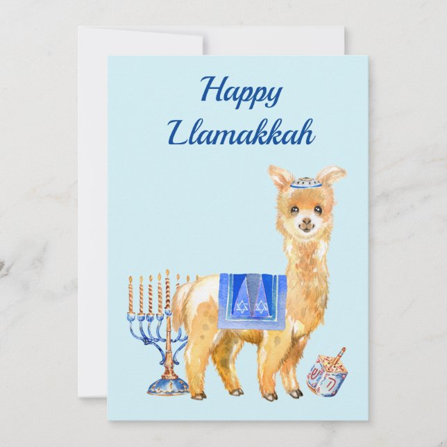 Hanukkah Funny Llama Llamakkah Chrismukkah Holiday Card (Front)
