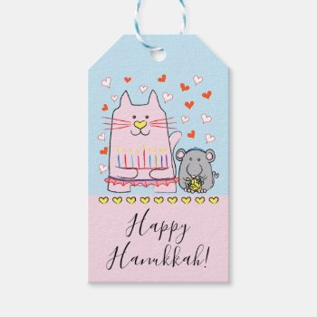 Hanukkah Gift Tags Cat And Mouse by HanukkahHappy at Zazzle