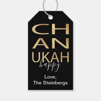 Hanukkah Gift Tags Chanukah Happy Black/gold by HanukkahHappy at Zazzle