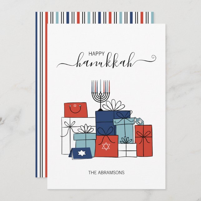 Hanukkah Gifts & Menorah Holiday Card (Front/Back)