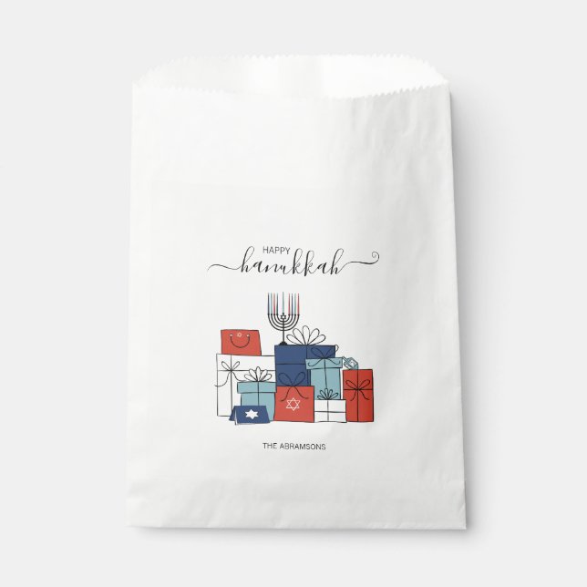 Hanukkah Gifts & Menorah Holiday Favor Bags (Front)